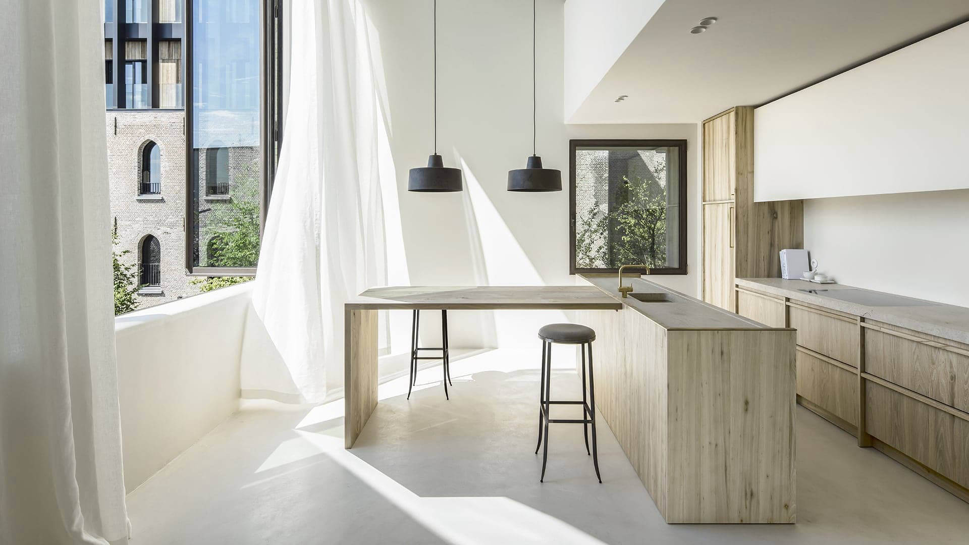 Cementare flooring in a modern kitchen